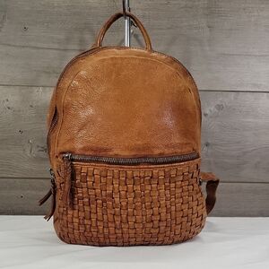 Vilenca Holland for Anthropologie Brown Woven Leather Backpack Bag